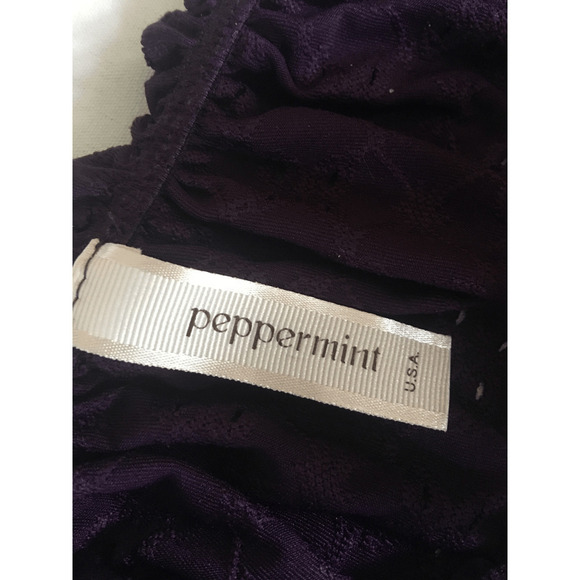 Peppermint Womens Top Boho Peasant Purple Off On Shoulder Eyelet Cropped Large - Picture 12 of 12